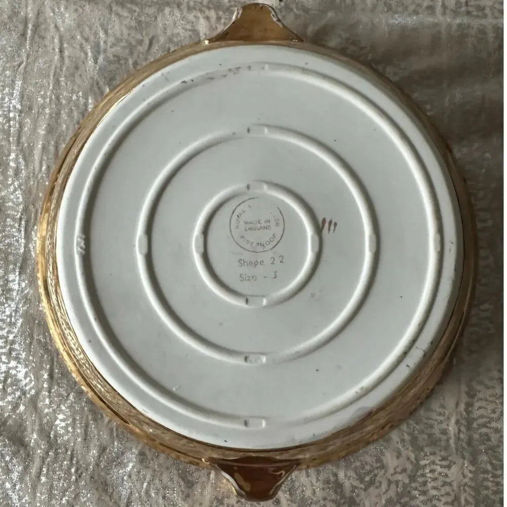 VINTAGE Royal Worcester Fireproof casserole pot shape 22, sz 3, golden NO LID